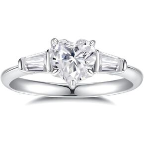 Solitaire Engagement Rings 1ct Moissanite Ring for Women, 6.5MM Heart Shape, D Color VVS1 Simulated Diamond Wedding Promise Proposal Ring for Wife birthday gift, All Size