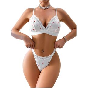 Soly Hux Lace Lace Trim Sexy Lingerie مطابقة صدرية وملابس داخلية ملتوية