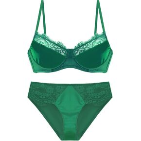 C'EST NICKEL Sexy Lingerie for Women Lace Mesh Matching Bra and Panty Sets satin bra and panty set 2 Piece Lingerie Set