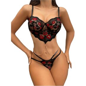 Soly Hux Lingerie Lingerie Set Heart Lip Print Bra ومجموعات الملابس الداخلية لسلسلة اللباس الداخلي