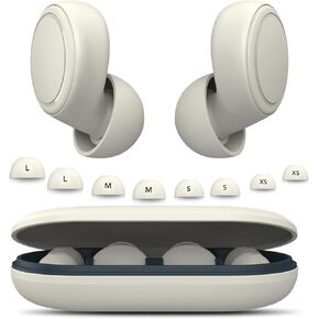 Soft Ear Plugs for Sleeping Noise Blocking 45dB, Reusable Silicone Earplugs with 8 Sizes Tips, Noise Cancelling Earplugs with Case for Concerts, Travel & Focus - Hearing Protection (Beige White)