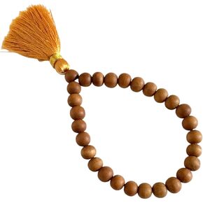 Sandalwood Mala Bracelet 8 mm 27+1 Beads Wrist Mala Bracelet| Sandalwood Bracelet for Meditation and Spiritual Practice | Quarter Mala Bracelet Wrist Rosary Armband