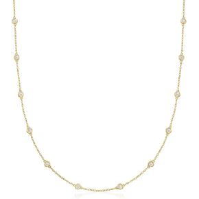 Ross-Simons 14kt Gold Bezel-Set Diamond Station Necklace