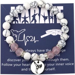 MAOFAED Karate Lover Bracelet - Gemstone Bead Healing Bracelet For Her - Taekwondo & Jiu Jitsu Gift