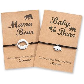 Mother Daughter Son Bracelets Mama Bear Cub Wish Mommy and Me Matching Bracelet Mother Daughter Jewelry Gift for Daughter from Mom