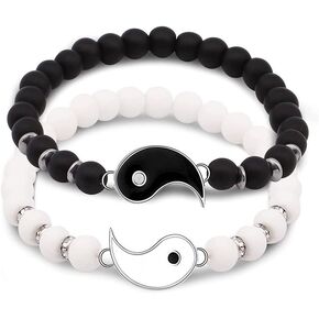 Best Friend Bracelets for 2 Matching Yin Yang Adjustable Cord Bracelet for Bff Friendship Relationship Boyfriend Girlfriend Valentines Gift-Rope Chain