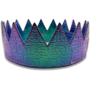 Party Leather Crown For Men & Women- Comfortable Lightweight Adjustable Velcro Birthday Crown with Spikes for Parties/Raves