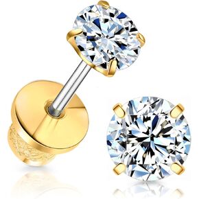 Limerencia Moissanite Stud Earrings, F136 Titanium Screw Back Earrings, D Color VVS1 Clarity Lab-created Moissanite Earrings, Hypoallergenic G23 Pure Titanium for Women Men Sensitive Ears