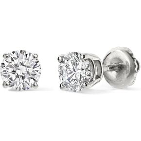GILDED 1 to 3 ct. T.W. Round Lab Grown Diamond VS1 Clarity, E-F Color and 14K White Gold and Yellow Gold Stud Earrings Cert Included