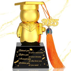 2025 Graduation Gifts for Him or Her Graduation Golden Statue Award with Cap Tassel Grad Inspirational Gifts with Base for High School College Grad Gift