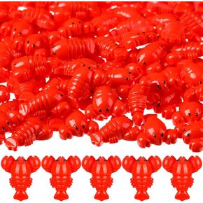 100 Pcs Mini Lobster Figurine Resin Lobster Models Tiny Red Crawfish Decor Small Fake Sea Figurine for Early Education Teaching Aids, Party Shooting Props and Tabletop Decor