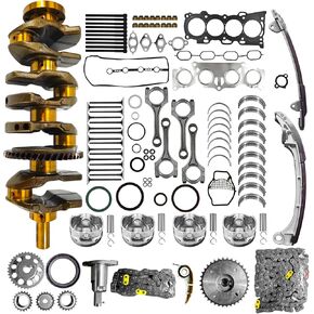2AZFE Engine Rebuild Kit Crankshaft Rods Bearings Pistons Ring Timing Chain Head Gasket Replacement for Toyota Camry Highlander RAV4 Solara Corolla Matrix Replacement for Scion tC xB 2.4L 13401-28030