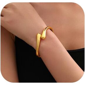 Gold Bangle Bracelets For Women Waterdrop Chunky Cuff Bangle Statement BraceletsTrendy Jewelry Gift