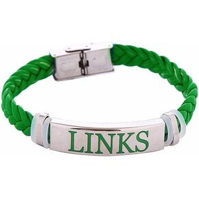 Green Leather Steel Engraved The Incorporated Links Sorority Bracelets Graduate Bangles Soror Gifts Women Jewelry