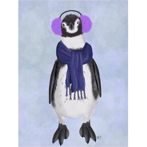 Trademark Fine Art 'Penguin Ear Muffs' Canvas Art by Fab Funky