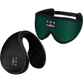 MUSICOZY Ear Warmers Earmuffs Sleep Headphones Bluetooth Headband Eye Mask Sleeping Earbuds for Winter Side Sleepers Workout Running Travel Yoga Office Cool Gadgets Tech Unique Gifts, 2 Pack