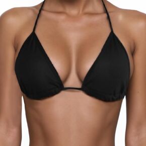 Black Triangle Bikini Top Only, Halter Swim Bathing Suit Tops for Women 2025, Black, OneSize 2-8
