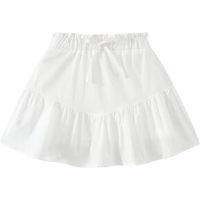 Girls Flowy Skirt High Waisted Elastic Ruffle A-line Mini Skirt with Shorts Underneath for Athletic Outdoor