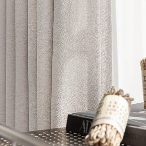 FMFUNCTEX 100% Blackout Beige Curtains for Bedroom, Emboosed Textured Floral Curtains 84 Inches Long for Living Room, Thermal Insulated Curtain, Farmhouse Drapes Room Darkening Grommet 2 Panels