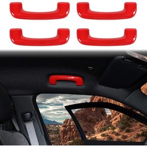 Voodonala for Charger Roof Top Handle Handle Hand Sward Cover Trip for 2015-2024 Dodge Charger Insories ، ABS Red 4pcs