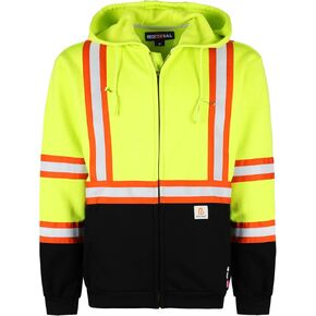BOCOMAL FR Hoodies High Visibility 10.5oz Cottion Fleece Zipper Hi Vis Flame Resistant Reflective Hooded Sweatshirts in Kuwait