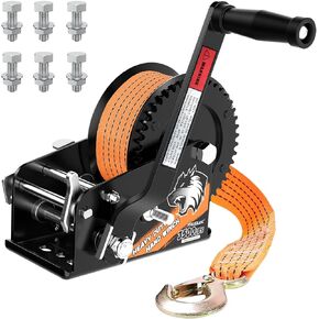 Winches على متن القوارب للمقطورات ، مقطورة القوارب الثقيلة مع حزام 33 قدم ، 2- الطريق السقاطة ونسبة 4: 1/8: 1 ترس اثنين من السرعة القابلة للتبديل 3500 رطل يدوية كرنك ، شاحنة القطر ، ATV ، RV و Jet Ski