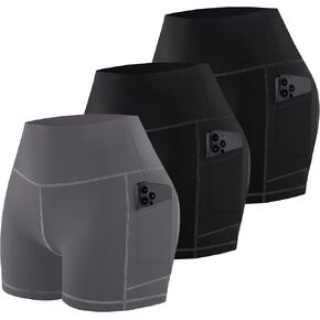 MIRITY High Waist Workout Biker Shorts with Pockets for Women - Buttery Soft Workout Yoga Shorts Pack of 1