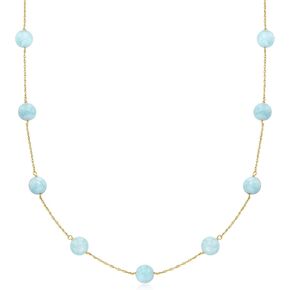 Ross-Simons 50.00 CT. T.W. قلادة محطة حبة الزبزارين في الذهب الأصفر 14 كيلو بايت