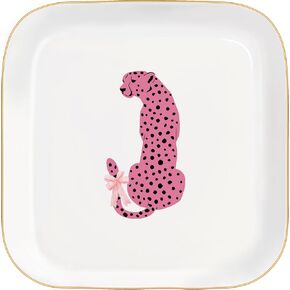 Jewelry Dish Tray, Ring Dish, Ceramic Trinket Tray, Pink Preppy Cheetah Leopard Gifts Ceramic Jewelry Tray Dish, Cheetah Print Jewelry Plate for Women