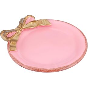 صينية مجوهرات 4 بوصة للديكور المنزلي راتنج عتيقة صحن الحلية القوس لغرفة النوم صينية تخزين مستديرة للحمام الغرور أبيض صينية لأساور الخواتم الأقراط in Kuwait