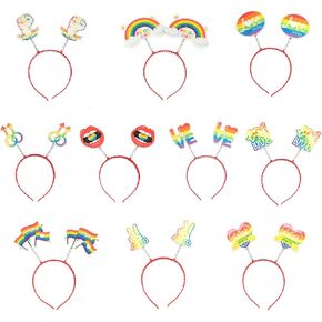10 Pack Pride Month Headbands Bulk, Rainbow Love Is Love Headpieces For Pride Month Party Decoration, LGBTQ Themed Events Costume Accessories