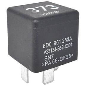 1-Pack 373 8D0951253A V23134-B52-X301 Automotive Relay - 40A 12VDC 4-Pin SPST High-Load Relay, Compatible with Volkswagen, Audi (2015-2023 Golf/Passat/A4/A6) - Fixes P0230/P0691 Errors