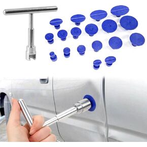 18 Pcs Car Dent Puller Kit, Small Dent Remover Tool for Car, Damage-Free Paintless Body Dent Repair Removal Tools with T Slide Puller and 18 Suction Cups of Different SPEC for Car