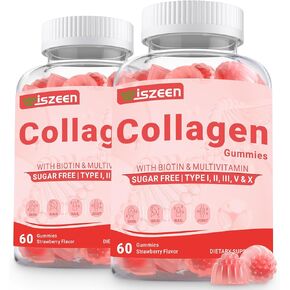 Collagen Gummies, Collagen Pepdites for Women & Men, Multi Collagen Hydrolyzed w/Protein Type I, II, III, V & X, Biotin, Hyaluronic Acid, Vitamins C E - Skin, Hair, Nails & Joint Support