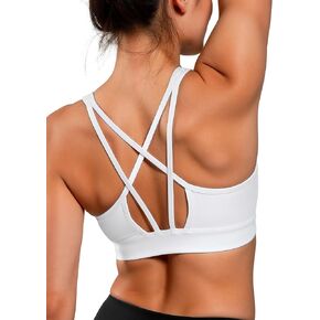 Yvette Lightweight Crisscross Back Sports Bra for Women, Breathable Yoga Tank Top with Removable Pads for Workout & Fitness
