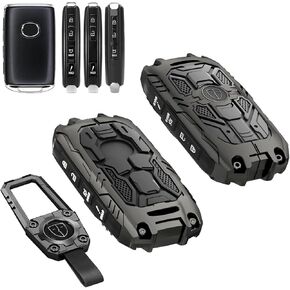 Heavy Zinc Alloy Key Fob Cover for 2019-2024 2025 Mazda CX-5 CX-30 CX-50 CX-70 CX-90 3 6 CX-9 WAZSKE11D01 662F-SKE11D01, Metal Key Case Protector Keychain, 4 Buttons