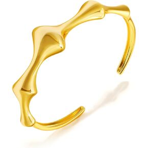 Cicy Bell 18k Gold Plated Cuff Bangle Bracelet for Women Bone Joint Wide Open Vintage Bracelets Trendy Birthday Jewelry Gifts