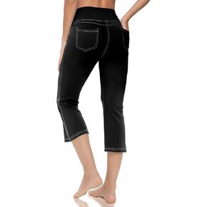 Women's Yoga Capri Pants High Waisted Capris Leggings with Pockets Straight Wide Leg Stretchy Crop Pants