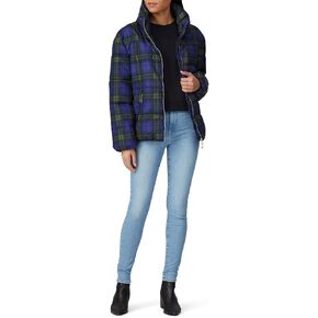 Slate & Willow Rent The Runway Pre-Loved Blue Plaid Puffer Jacket