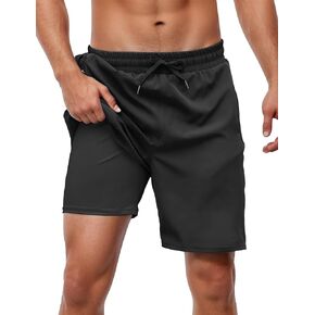Cysincos Mens Swim Swicks مع ضغط بطانة 7 "2 في 1 شورتات السباحة الجافة للسباحة الجافة مع جيوب السوستة
