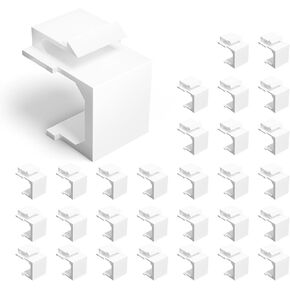 VCE 30-Pack Blank Keystone Jack Inserts (UL Listed) for Keystone Wall Plate and Patch Panel - White