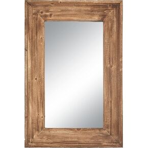 30 inch Round Wall Mirror for Bathroom, Large Circle Vanity Mirror for Wall Decor, Wooden Frame for Entryway Bedroom Living Room, Natural Rustic