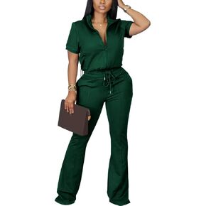 HBQ Women 2 Piece Outfits Sweatsuit Set Casual Lapel Zip Up Jacket Wide Leg Pant Lounge Set Tracksuit