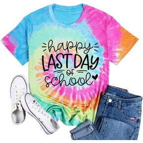 FYAPHION Last Day of School Teacher Shirt Womens Schools Out for Summer T-Shirt Teacher Appreciation Gift