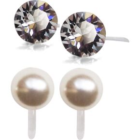 Star Clear Swarovski Crystal Invisible Clip On Stud Earrings Blue Light Orange Purple Silver Square Rhinestone Screw Back Gold Dangle Clip Earrings Miyabi Grace in Kuwait