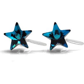Star Clear Swarovski Crystal Invisible Clip On Stud Earrings Blue Light Orange Purple Silver Square Rhinestone Screw Back Gold Dangle Clip Earrings Miyabi Grace