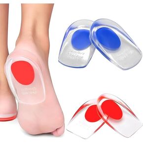 Gel Heel Cups/Pads for Plantar Fasciitis, 4 Pack, for Achilles Tendonitis, Shoe Wedge Inserts for Plantar Fasciitis, Bone Spur, Foot Pain Relief Support, Comfort Cushion Insoles for Women & Men(Large)