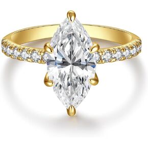 3.5CT خاتم خطوبة ماركيز للنساء ، وعد الزفاف ، فرقة الزركونيا المكعبة ، 14 كيلو بايت ، حلقات الماس الماس ، الحلقات المليئة بالذهول ، الحجم 5-9