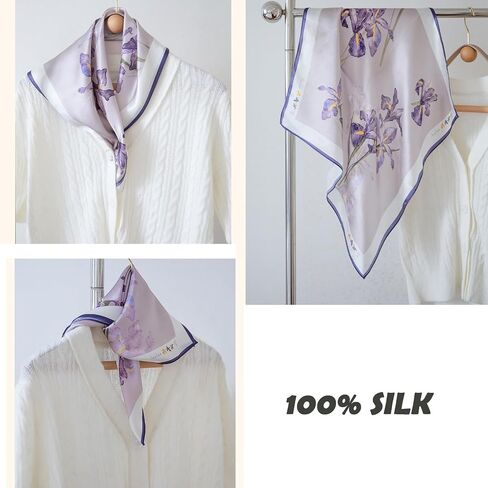 100% Mulberry Silk Scarf 21x21 Inch Lightweight Square Headscarf Small Neck Scarf Silk Scarves for Women Men in Kuwait