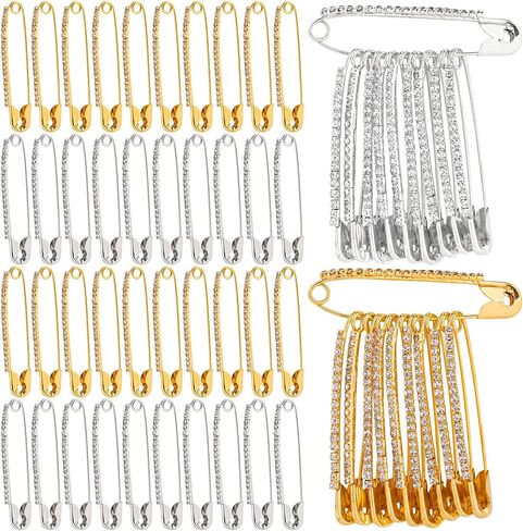 Framendino, 30 Pack Gold Rhinestone Safety Pins Brooches Sweater Shawl Clips Crystal Brooches Pins for Women in Saudi Arabia